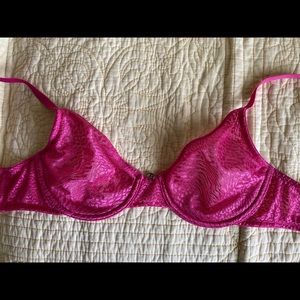Mesh and lace underwire bra bright rose pink